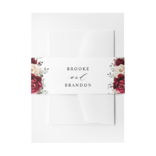 Bandeau De Faire-part Bourgogne Champagne Ivory Mauve Rose Floral Mariag