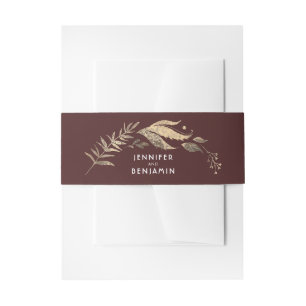 Bandeau De Faire-part Bourgogne et Feuille d'or Mariage d'automne