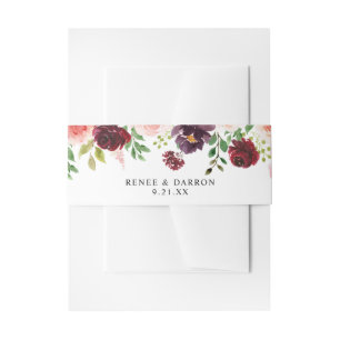 Bandeau De Faire-part Bourgogne et rose pâle 4A Floral