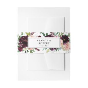Bandeau De Faire-part Bourgogne et rose pâle Fleur 3