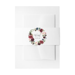 Bandeau De Faire-part Bourgogne & Marine Blush rose Floral 4 Invitation