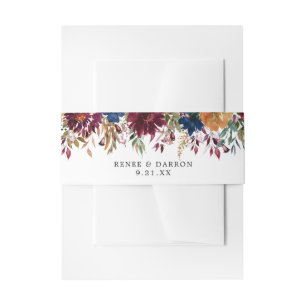 Bandeau De Faire-part Bourgogne & Marine Orange Fall Floral 2