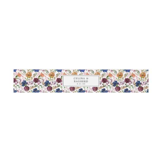 Bandeau De Faire-part Bourgogne & Marine Orange Fall Floral 4 (Plat)