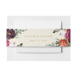 Bandeau De Faire-part Bourgogne + Pêche Aquarelle Mariage Floral