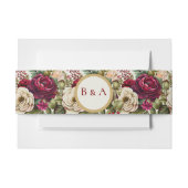 Bandeau De Faire-part Bourgogne Rose Floral Monogram Mariage Belly Band (Devant Example)