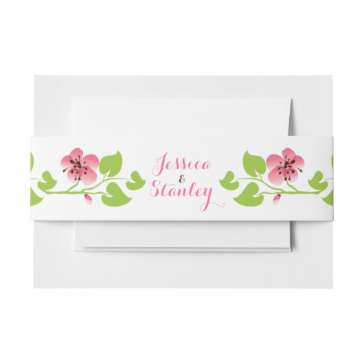 Bandeau De Faire-part Branche avec fleurs de cerisier rose mariage de pr (Devant Example)