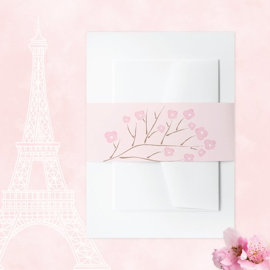 Bandeau De Faire-part Branche de l'arbre de fleurs de cerisiers roses