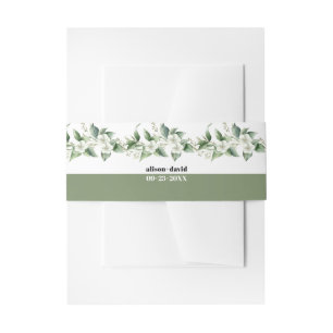 Bandeau De Faire-part Branches avec verdure et fleurs blanches mariage