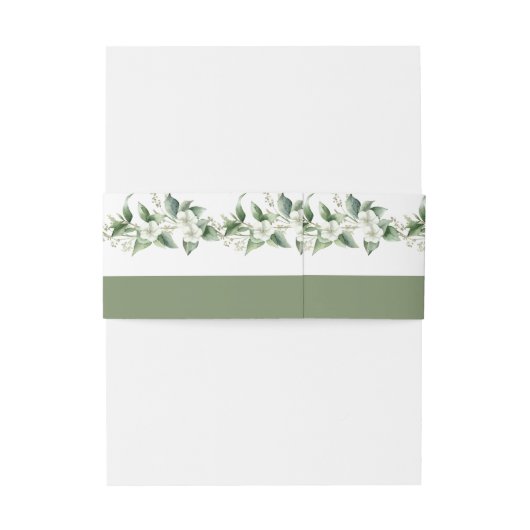 Bandeau De Faire-part Branches avec verdure et fleurs blanches mariage (Dos Example)
