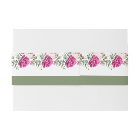 Bandeau De Faire-part Branches avec verdure et fleurs blanches mariage (Dos exemple)