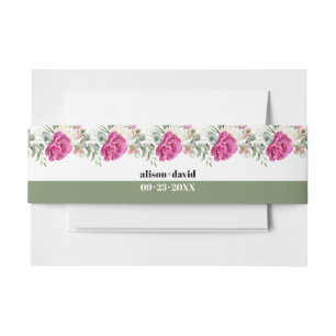 Bandeau De Faire-part Branches avec verdure et fleurs blanches mariage