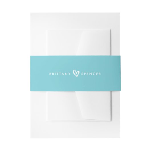 Bandeau De Faire-part BRIDE & GROOM COEUR moderne et design aqua bleu bl (Devant example)