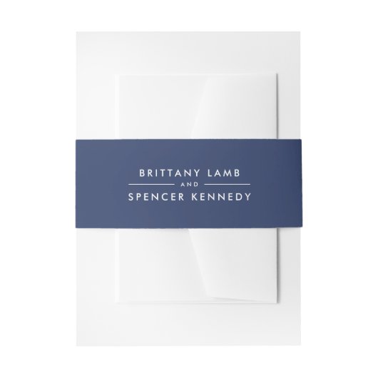Bandeau De Faire-part BRIDE & GROOM moderne design bleu marine blanc (Devant example)