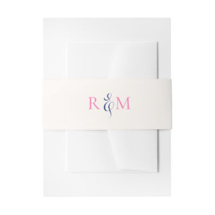 Bandeau De Faire-part Bright Pink Navy Simple Monogramme Mariage