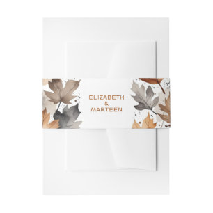 Bandeau De Faire-part Brown Grey Maple Feuilles Automne Mariage Belly Ba