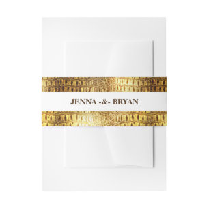 Bandeau De Faire-part Brun brillant d'or de peau de crocodile