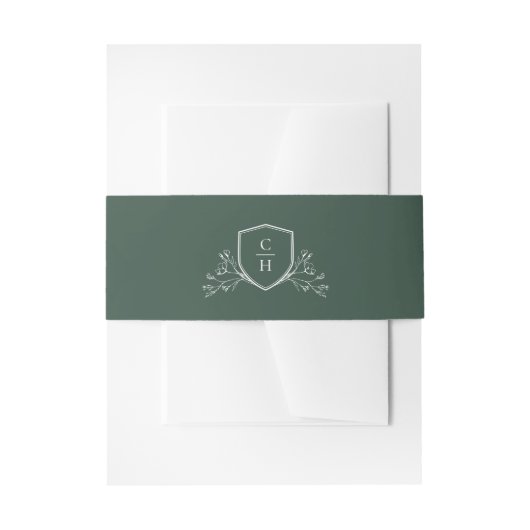 Bandeau De Faire-part BRUNSWICK Green Botanical Monogram Crest (Devant example)