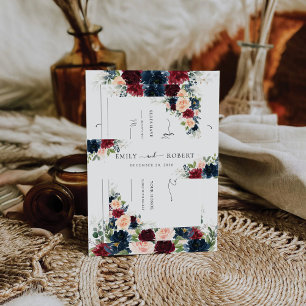 Bandeau De Faire-part Burgundy et Navy Faire-part de mariage Belly Band