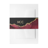 Bandeau De Faire-part Burgundy Gold Parties scintillant Agate Géode Mono (Devant example)