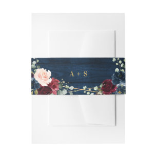 Bandeau De Faire-part Burgundy Navy Blush Floral Gold Mariage géométriqu