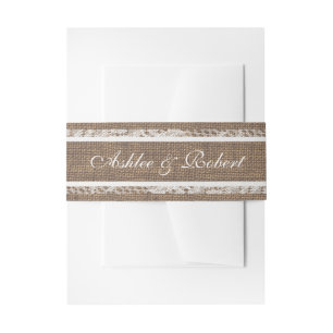 Bandeau De Faire-part Burlap et dentelle Rustique Vintage Romance