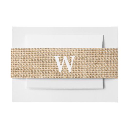 Bandeau De Faire-part Burlap Mariage rustique Monogramme Faux Photo Text (Devant Example)