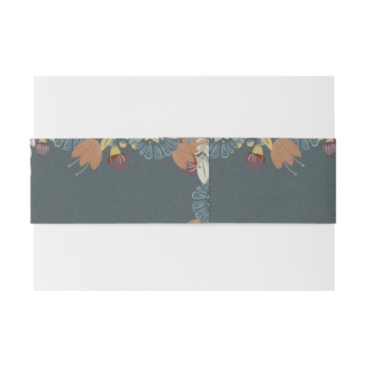 Bandeau De Faire-part Cadre d'art populaire en bleu Brown (Dos exemple)