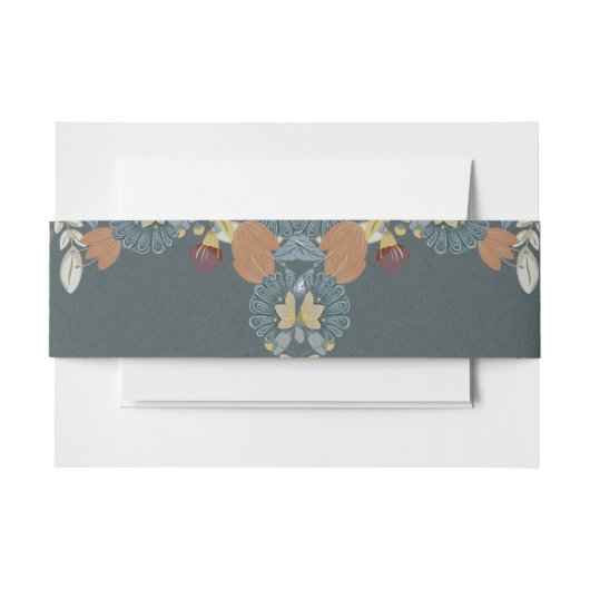 Bandeau De Faire-part Cadre d'art populaire en bleu Brown (Devant Example)