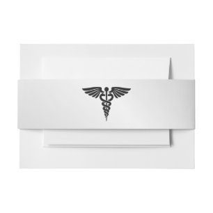 Bandeau De Faire-part Caducée Médicale en argent