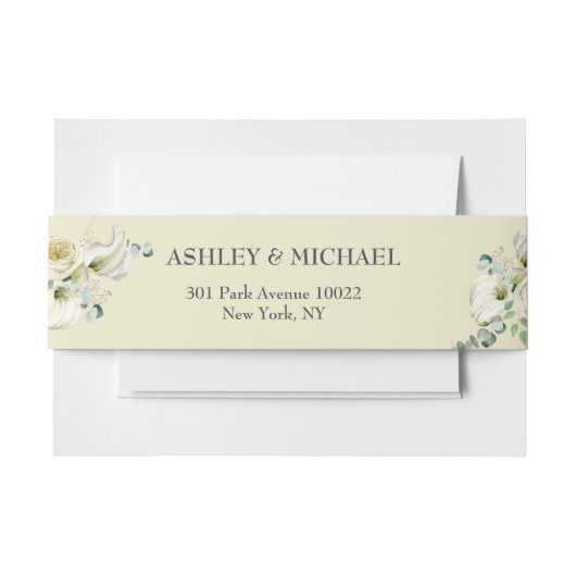 Bandeau De Faire-part Calla Lily blanche et Mariage d'Eucalyptus vert (Devant Example)