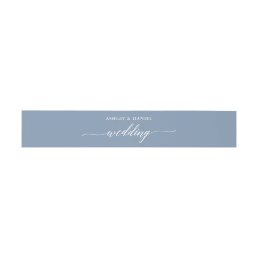 Bandeau De Faire-part Calligraphie moderne Mariage Dusty Blue (Plat)