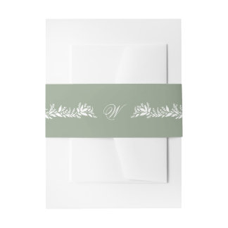 Bandeau De Faire-part calligraphie monogramme sauge vert mariage botaniq