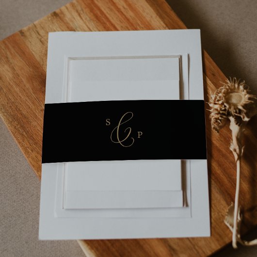 Bandeau De Faire-part Calligraphie Or Délicate | Mariage de monogramme n
