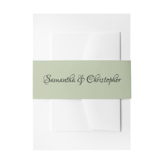 Bandeau De Faire-part Calligraphie personnalisée Soft Light Sage Green (Devant example)