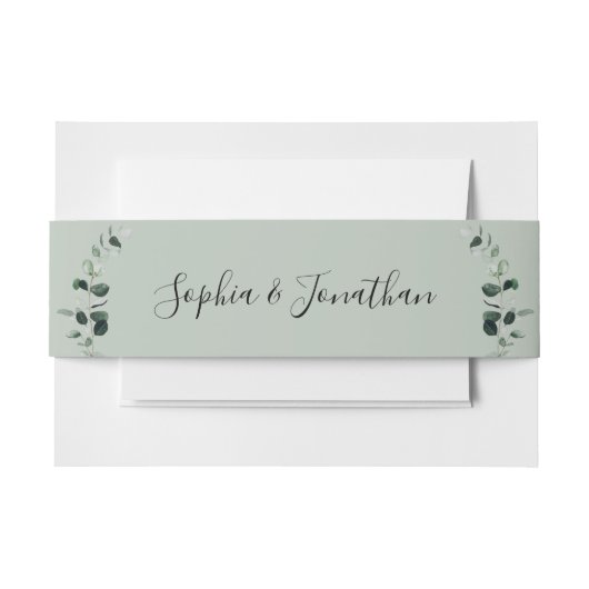 Bandeau De Faire-part Calligraphie romantique Eucalyptus Sage Mariage (Devant Example)