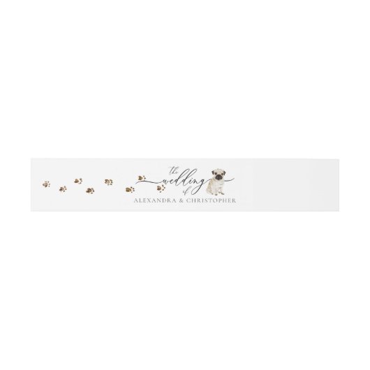 Bandeau De Faire-part Carlin chiot propriétaire de chien Mariage Calligr (Plat)