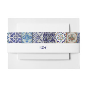 Bandeau De Faire-part Carreaux portugais méditerranéens mariage Favorise