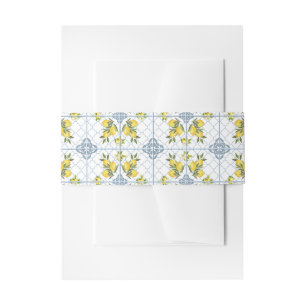 Bandeau De Faire-part Carrelage bleu aquarelle motif de citron campagne