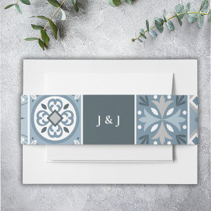 Bandeau De Faire-part Carrelage espagnol bleu et gris