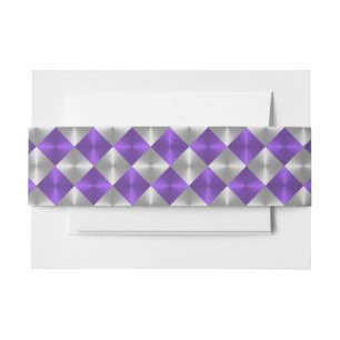 Bandeau De Faire-part Carrés gris et violet à l'apparence métallique