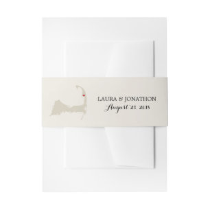 Bandeau De Faire-part Carte du Cap Wellfleet avec Mariage à coeur rouge