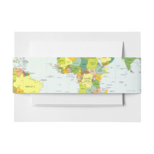 Bandeau De Faire-part Carte du Monde Atlas Politique Poster : Décoration