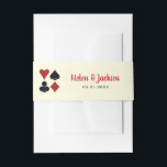 Bandeau De Faire-part Carte rouge crème noire convient Casino Mariage<br><div class="desc">Éblouissez vos invités en leur envoyant leurs cartes de faire-part de mariage et d'enceinte,  le tout soigneusement emballé avec cette bande unique de pique,  diamant,  club,  et enveloppe du coeur en noir,  crème et rouge. Ils attendront avec impatience ce mariage incontournable !</div>