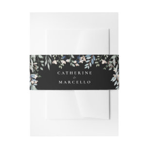 Bandeau De Faire-part Cascade Floral Moderne Mariage Noir Et Blanc