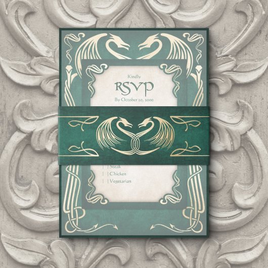 Bandeau De Faire-part Celtic Viking Dragon Mariage