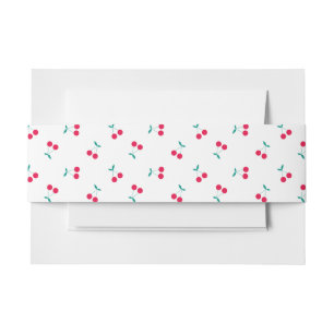 Bandeau De Faire-part Cerise mignonne Cerises esthétiques Motif Blanc