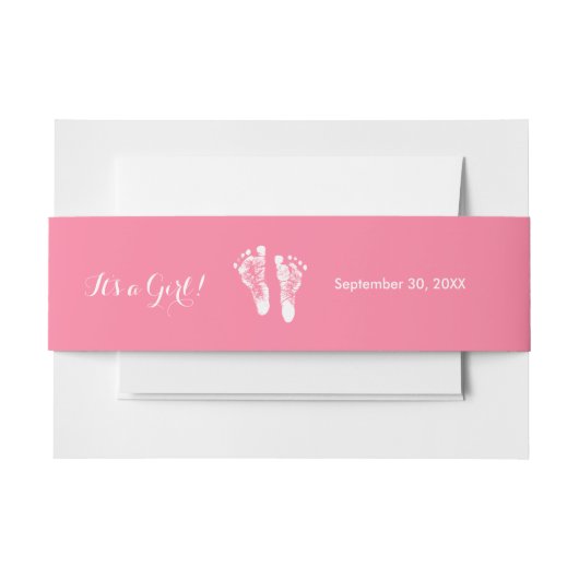 Bandeau De Faire-part C'est une fille mignonne rose nouveau-né bébé fill (Devant Example)