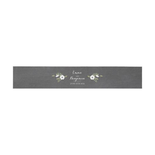 Bandeau De Faire-part Chalkboard Anemones Peint -bande ventre d'invitati (Plat)