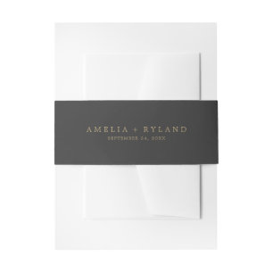 Bandeau De Faire-part Charcoal Grey & Gold Faire-part de mariage Belband