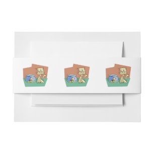 Bandeau De Faire-part Chat et cuvette de poisson